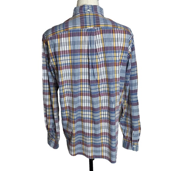 UNIQUE VINTAGE Ralph Lauren Men's Sz L Plaid 3 Button Pullover Dress Shirt - Picture 10 of 15